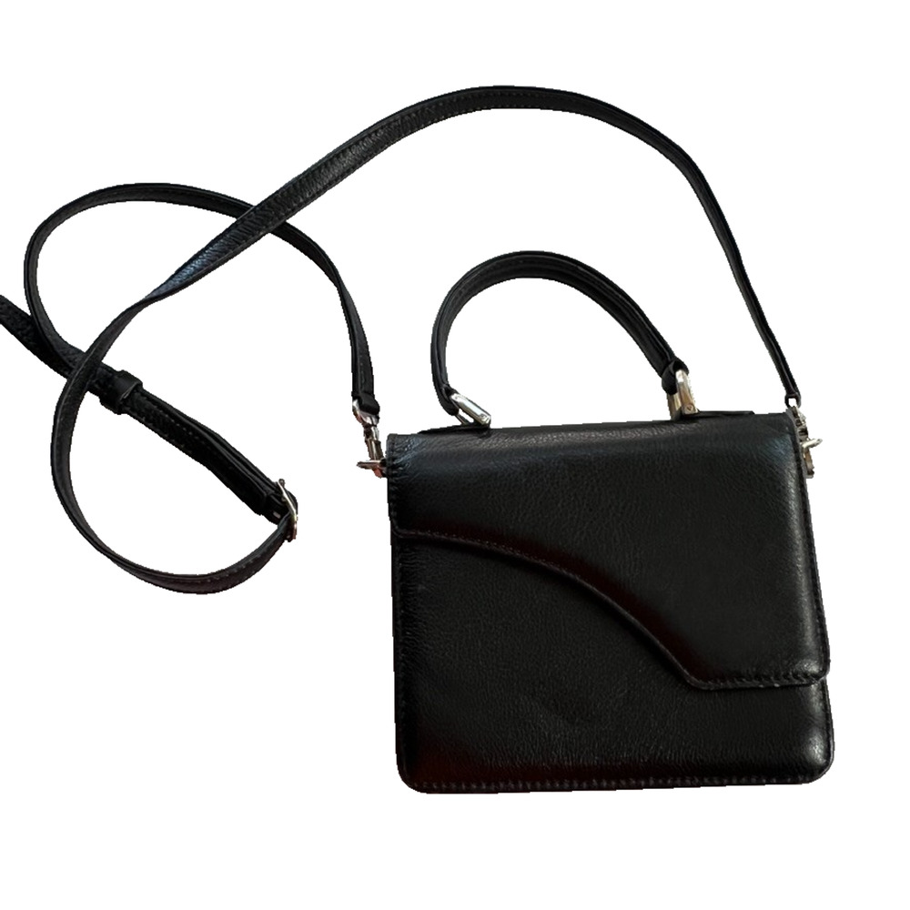 Kalu Purse Women's Black Pebbled Leather Crossbody With Detachable Strap